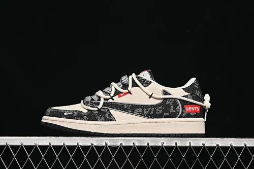 All categories Air Jordan Jordan series basketball shoes Air Jordan 1 Low High-end customized low-top sneakers Travis Scott x Fragment Design x Air Jordan 1 Low OG SP AJ1 Joe 1 Levi's joint beige and black canvas straps low-top cultural casual sneakers HT5088-600